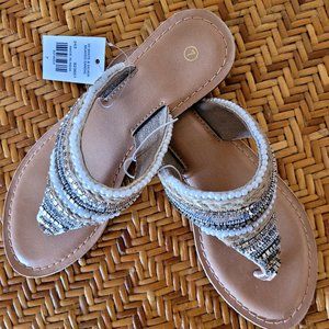 Beaded Summer Women's Thong Sandals New Size 7